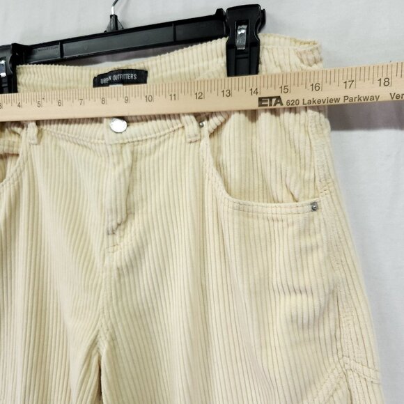 Urban Outfitters BDG Pants Corduroy Size 29 Cargo Wide Leg Baggy Yellow Ivory - Picture 3 of 13